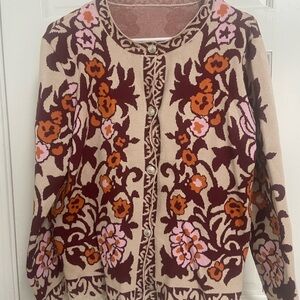 Floral Jacquard Knit Fringed Cardigan
Condition: Excellent, like new. Worn once!